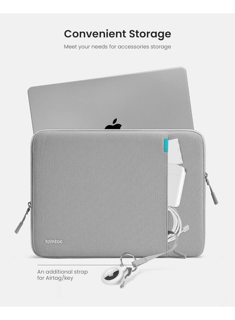 Tomtoc Defender-A13 Premium Eco-Friendly 360° Protective Laptop Sleeve 13-Inch for MacBook Air M4 (2025) A3240, M3 A3113, M2 A2681, M1 A2337 & MacBook Pro A2686/A2338 – Water-Resistant Shockproof Case with Accessory Pouch - Image 5